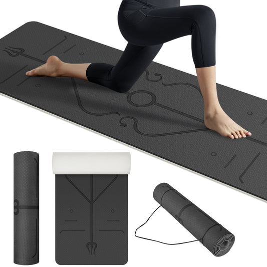 MOONORAH Yoga Mats Non Slip, 6mm Thick Exercise Fitness Mat for Women and Men All Types of Yoga, Pilates & Floor Workouts with Net Bag, Carrying Strap (72"L x 24"W, Black)