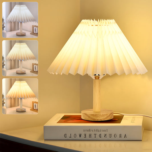 LOFTER-PRO Small Table Lamp for Bedroom, Bedside Lamps for Nightstand, USB Mini Night Stand Light Lamp with Pleated Fabric Shade, Desk Reading Lamp for Room, Living Room, Office, Dorm