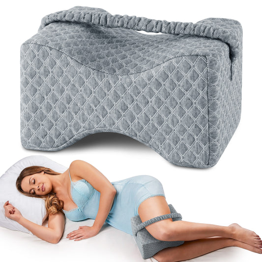 MOONORAH Knee Pillow for Side Sleepers,Leg Pillow for Sciatica, Back, HIPS, Knees, Joints Pain Relief,Washable Cover,Grey