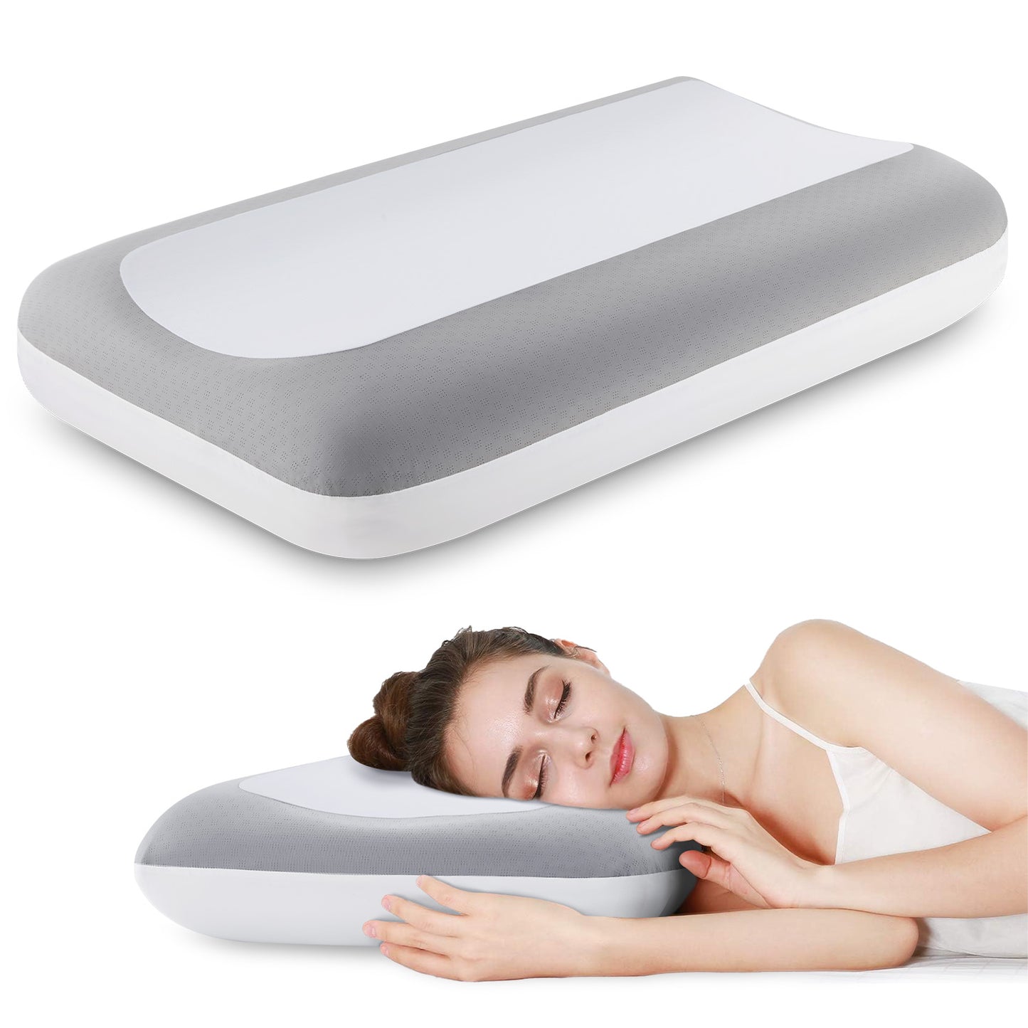 D O N A M A Cervical Memory Foam Pillow for Sleeping, Ergonomic Neck Support Pillow with Cooling Breathable Pillowcase, Contour Pillow for Side, Back & Stomach Sleepers – Ultra Soft Deep Sleep Pillow