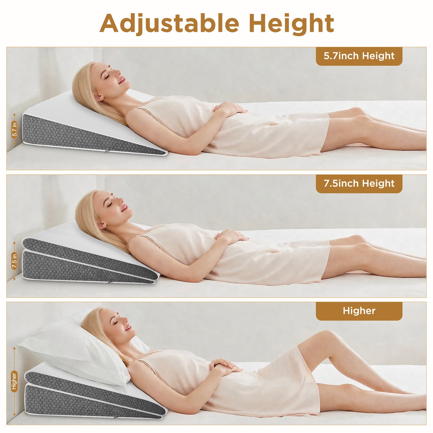 WANALIT Wedge Pillow for Sleep Apnea,2PCS Wedge Pillows for Acid Reflux,Bed Wedge Pillow Set for Sleeping,Back Pain,Gerd,Heartburn,Snoring,Triangle Elevated Pillow for After Surgery/Leg/Neck