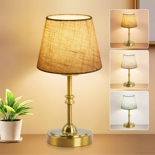 LAFAYTTE Cordless Rechargeable Table Lamp with Linen Shade, 3 Color Modes Touch Dimmable Bedside Lamp, Portable Nightstand Light for Bedroom Living Room Dorm