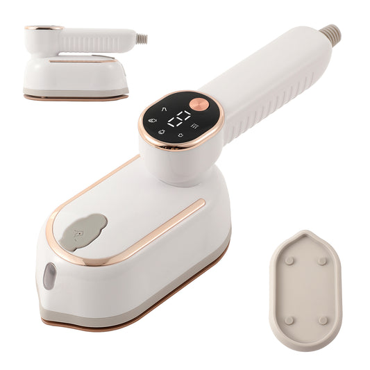 ZALFLEX Travel Steamer Iron for Clothes, 1400W Handheld Size Portable Travel Steamer, 3 Steam Levels Garment Steamers with LCD Screen, 15S Fast Heat-up Steamer for Dress Shirt Home Travel, White