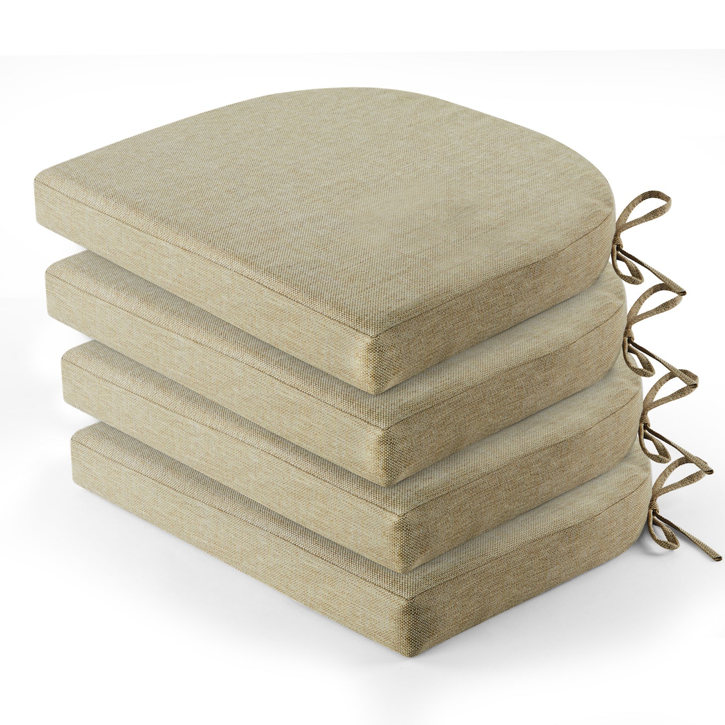 Panpaddle Outdoor Seat Pads Seat Cushions 4-Piece Solid Waterproof Patio Seat Chair Cushions 17"X16"X2" Rounded Square Patio Cushions, Beige, Set of 4