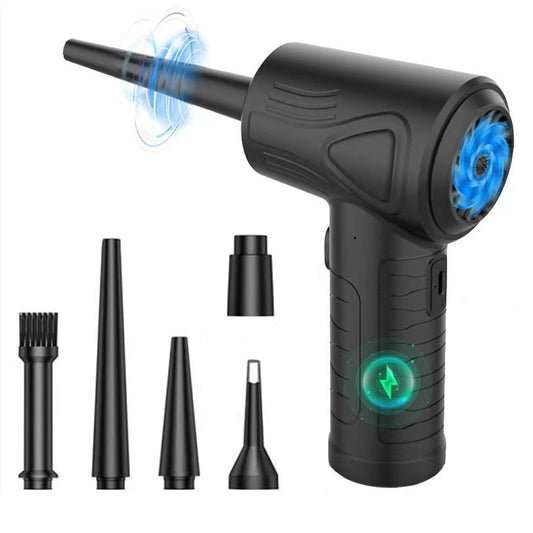 KAIPARA Electric Air Duster-51000RPM Compressed Air Duster With LED Light ,3 Gear Adjustable Rechargeable 6000mAh Cordless Air Duster for Computer/Keyboard/Car, Replaceable Inflatable Nozzle-Black
