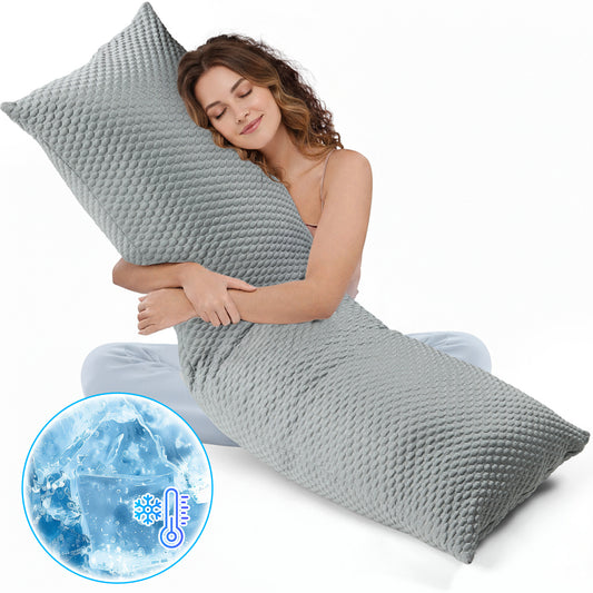 MOONORAH Body Pillow, Soft Cooling Long Body Pillows for Adults Side Sleeper, 2 in 1 Large Full Bed Pillows for Sleeping - 20x54 inch, Gray