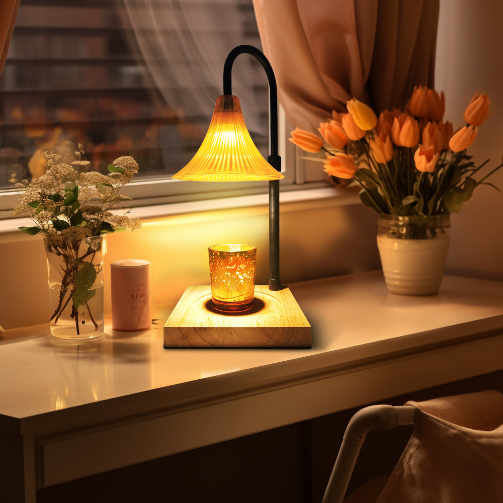 LOFTER-PRO Candle Warmer Lamp with Timer, Dimmable, Adjustable Height, Electric Top Down Melting for All Jar Candles, Home Decor Wax Melter Light, Includes 2 Halogen Bulbs, Flower
