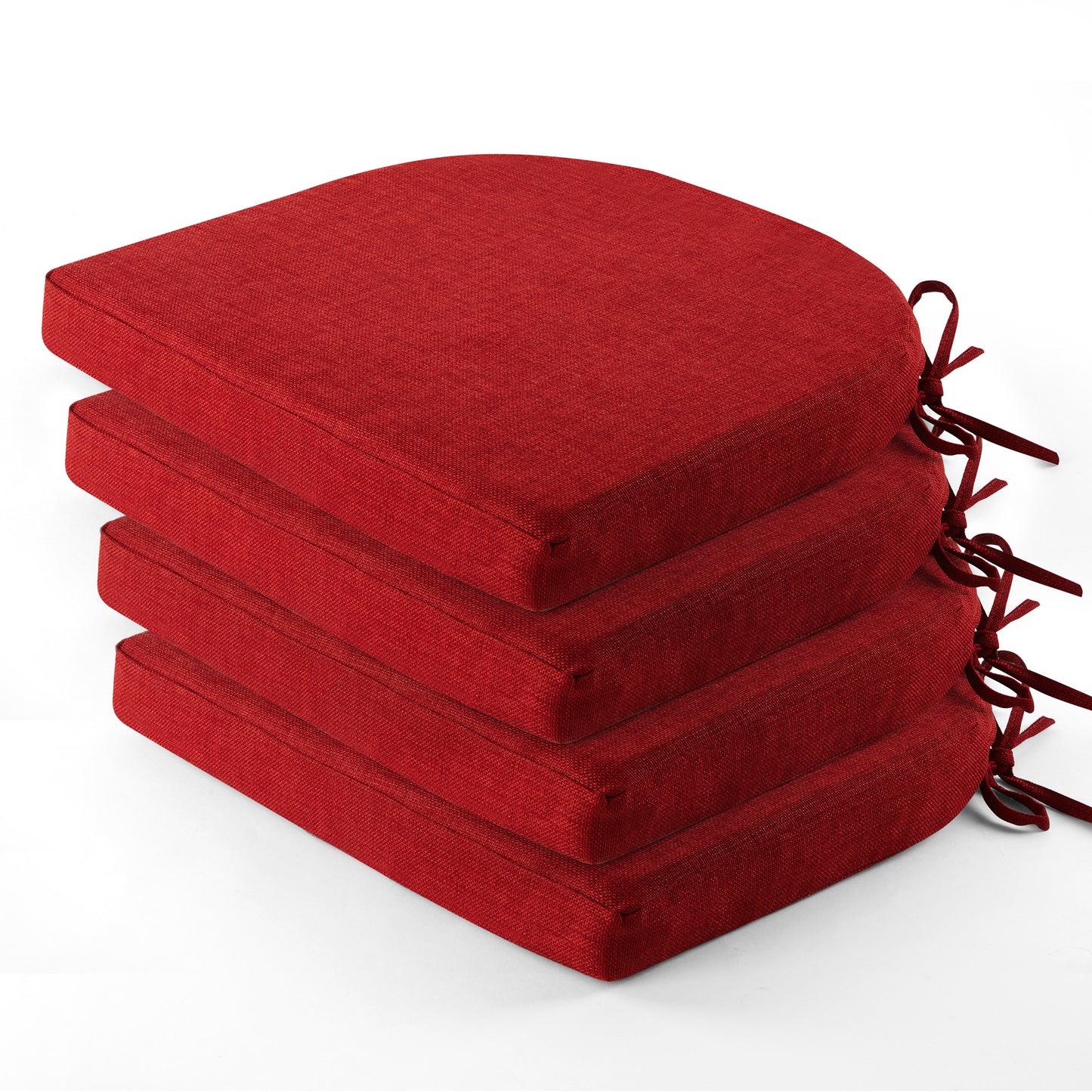 Panpaddle Outdoor Seat Pads Seat Cushions 4-Piece Solid Waterproof Patio Seat Chair Cushions 17"X16"X2" Rounded Square Patio Cushions, Wine Red, Set of 4