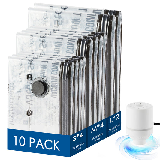 LAFAYTTE Vacuum Storage Bags with Electric Air Pump, 10 Pack Vacuum Seal Bags, Space Saver Vacuum Storage Bags for Clothes, Blankets, Comforters