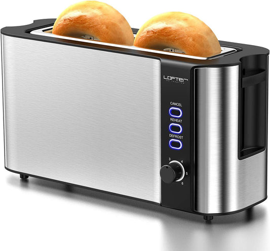 LOFTER Long Slot Toaster, 2 Slice Toaster Best Rated Prime with Warming Rack, 1000W 