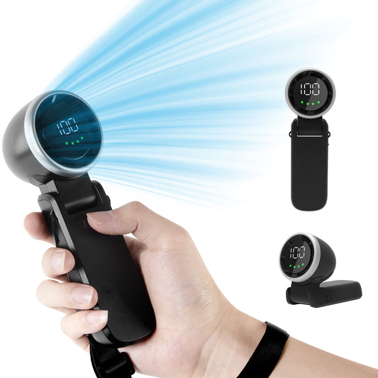 LOFTER-PRO Portable Handheld Fan, Handheld Mini Fan, 3 In 1 Small Pocket Fan with 5000mAh, 100 Speed Wind, 180° Adjustable, USB Rechargeable Foldable Fan, for Travel Outdoor Home Office, Black