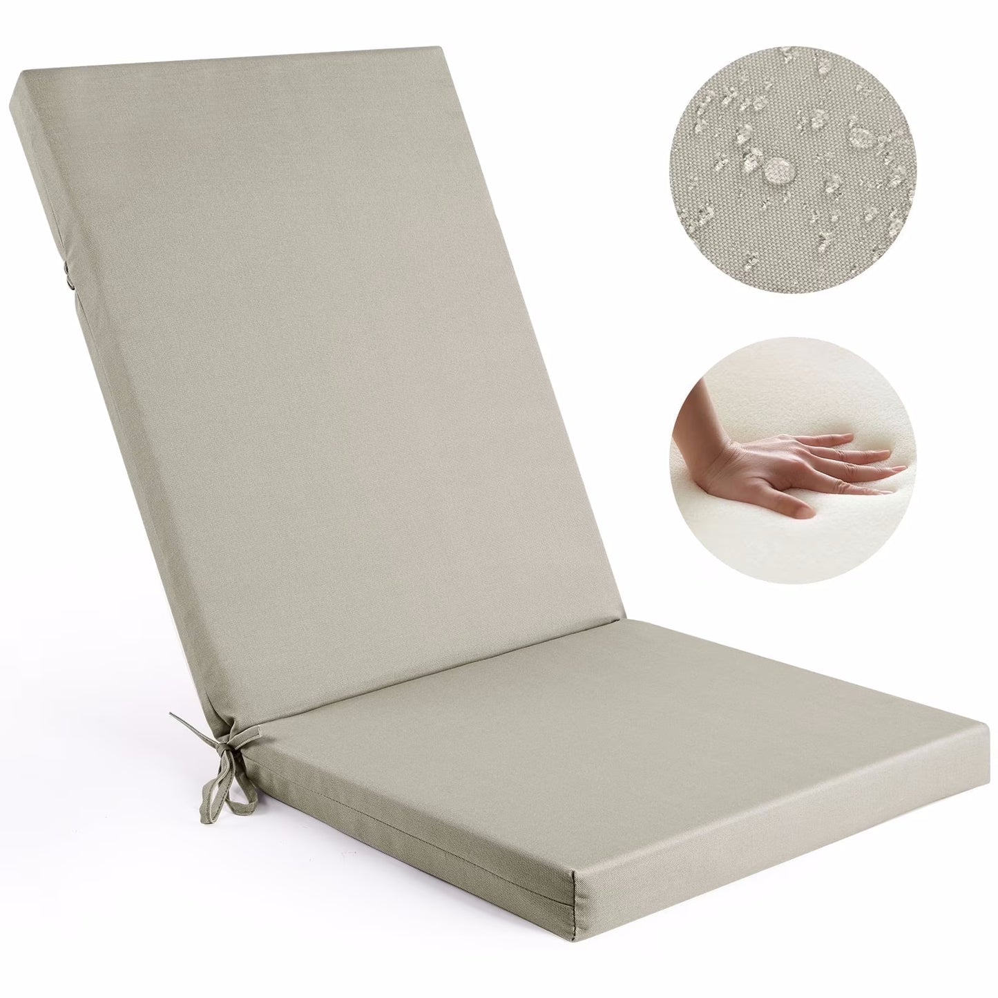 Lafaytte Outdoor Chair Cushions, Thick Patio Seat Cushions Outdoor Chair Pads, 42"L x 18"W Rectangle Waterproof Outdoor Chair Cushion Garden Sofa Couch Chair Pads, Premium Comfortable, Gray