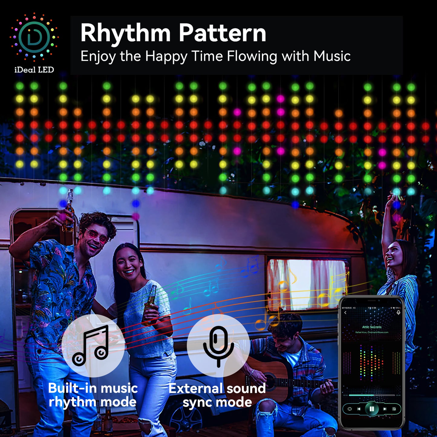 LAFAYTTE Smart Curtain Lights 400 LED, Waterproof Color Changing String Lights with Remote & APP, 6.56×6.56 ft