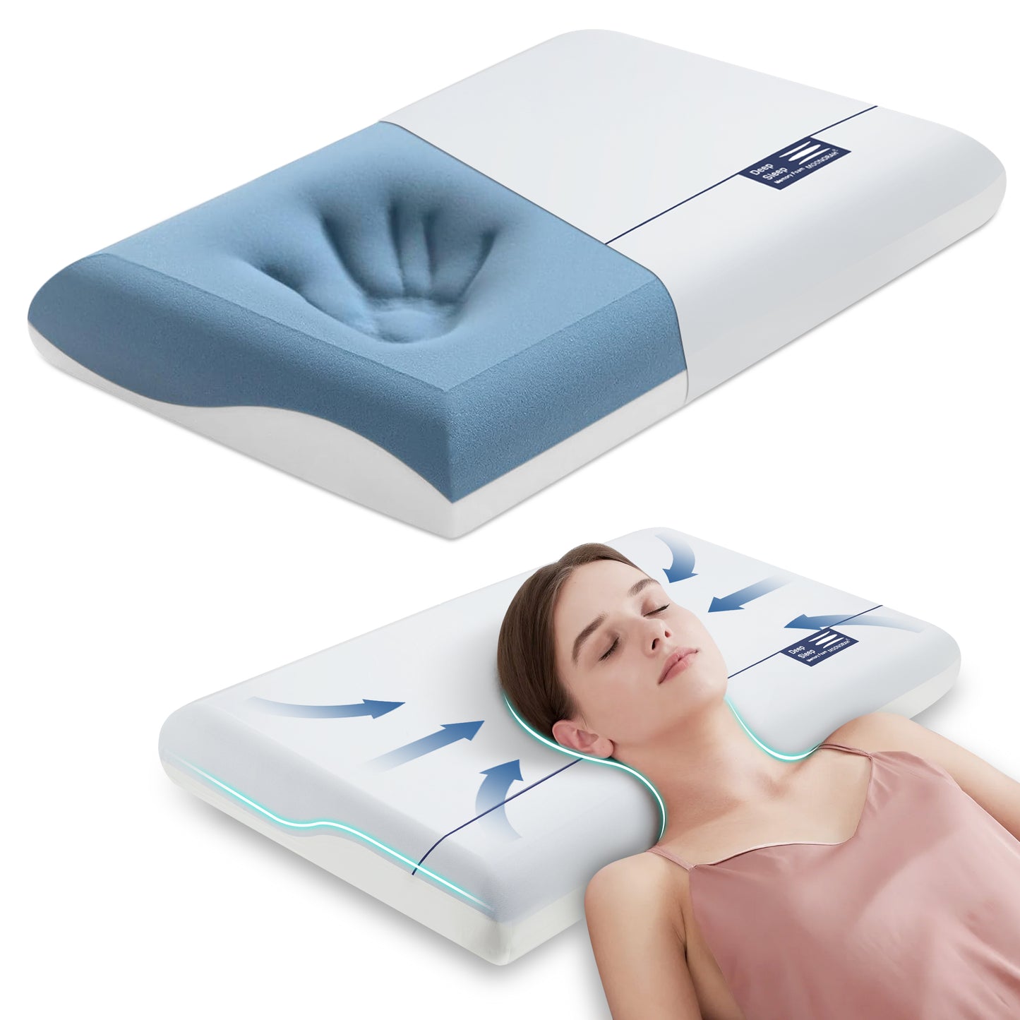 MOONORAH Bed Pillows, Cooling Memory Foam Bed Pillow for Neck Pain Relief, Two-Sided Cooling Pillow for Back, Stomach or Side Sleepers, Hotel Quality Bed Pillows Soft, Queen Size, 28" x 16"