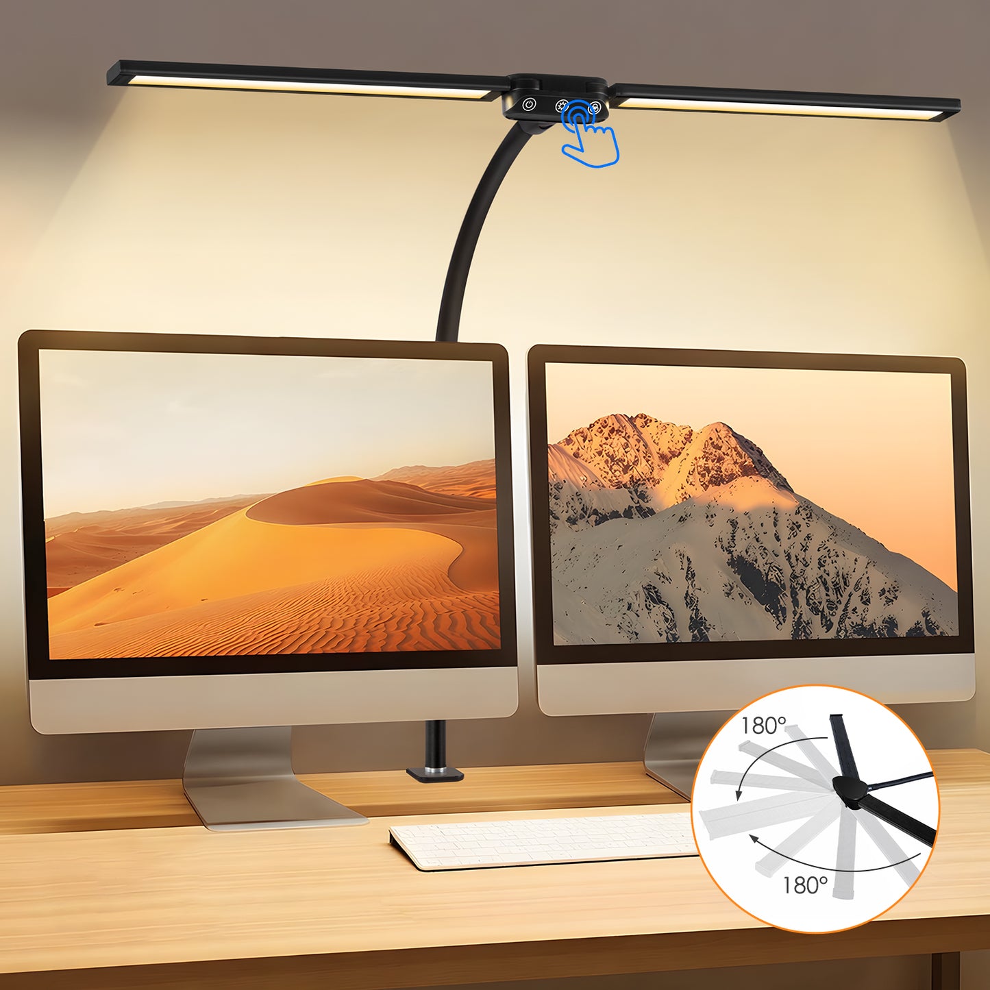 LOFTER-PRO LED Desk Lamps for Home Office, Eye Caring Architect Table Lights with Clamp, 24W Dimmable Overhead Light, Adjustable Flexible Gooseneck, 25 Lighting Models with Remote Control, Black