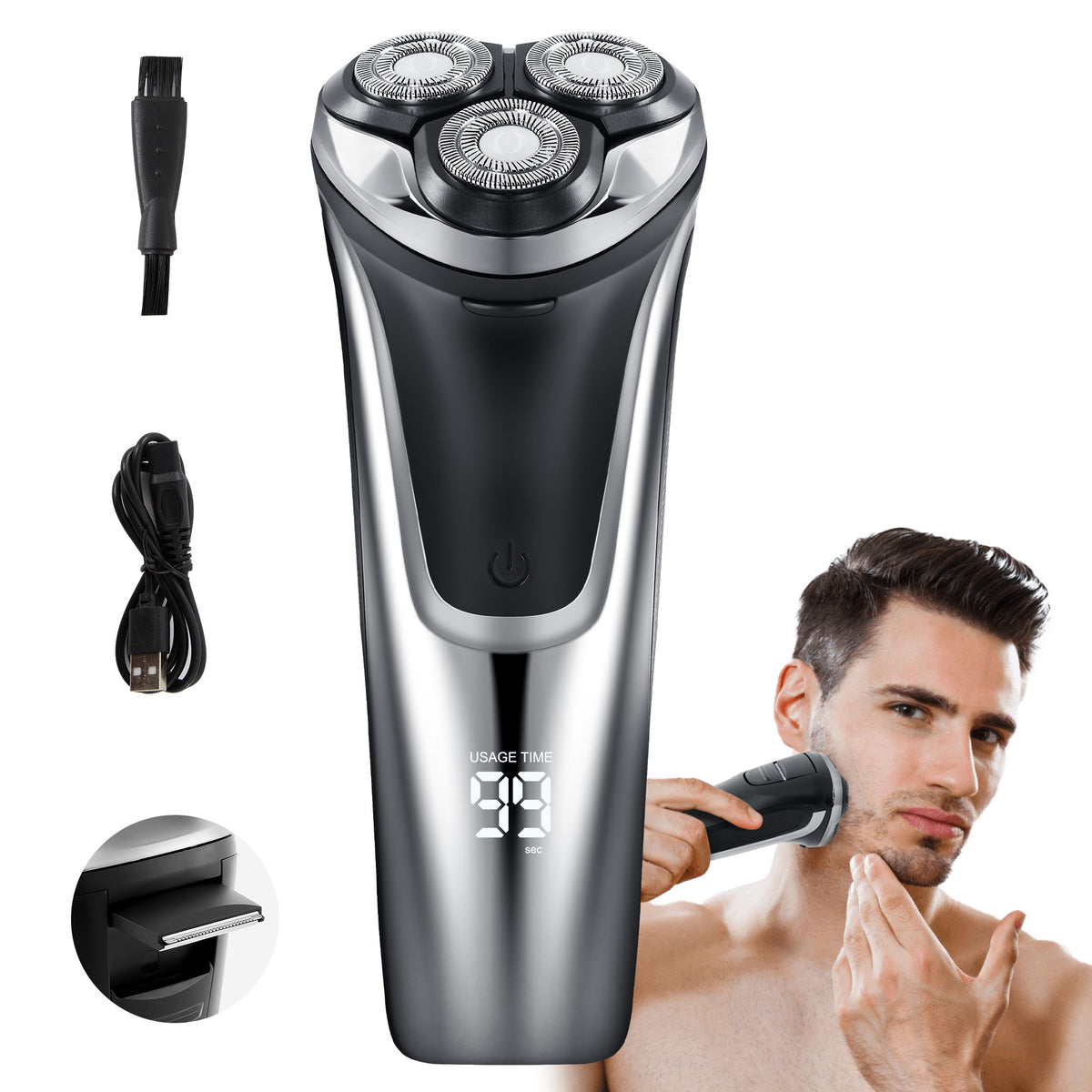 WANALIT Electric Razor for Men - Wet Use Rotary Shaver with Pop-Up Trimmer