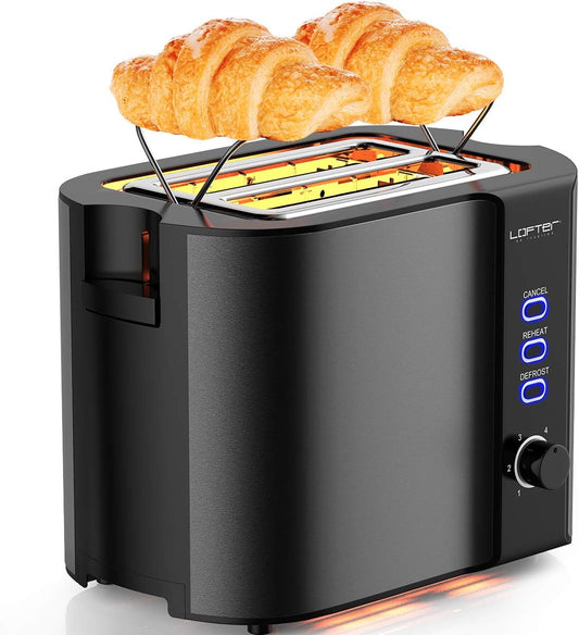 LOFTER 2 Slice Toaster, Stainless Steel Bread Toasters with Warming Rack Best Rated Prime,  800W