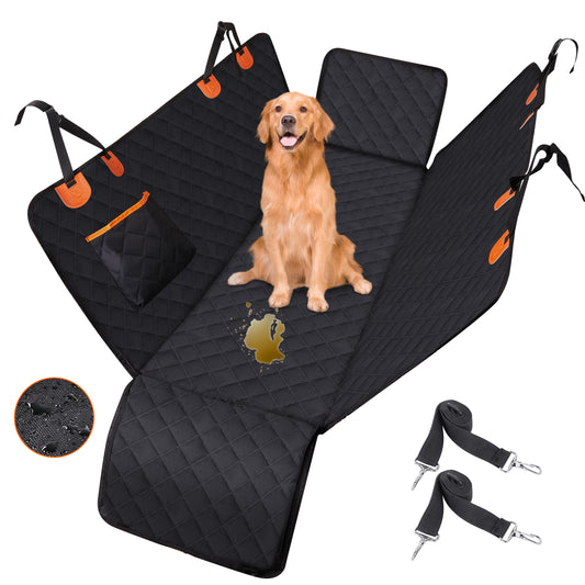 KAIPARA Dog Car Seat Cover for Back Seat,Waterproof Scratchproof Nonslip Hammock with 2 Seat Belts & Bags Side Flaps,600D Heavy Duty Durable Pet Seat Covers Protector for Cars Trucks and SUVs - Black