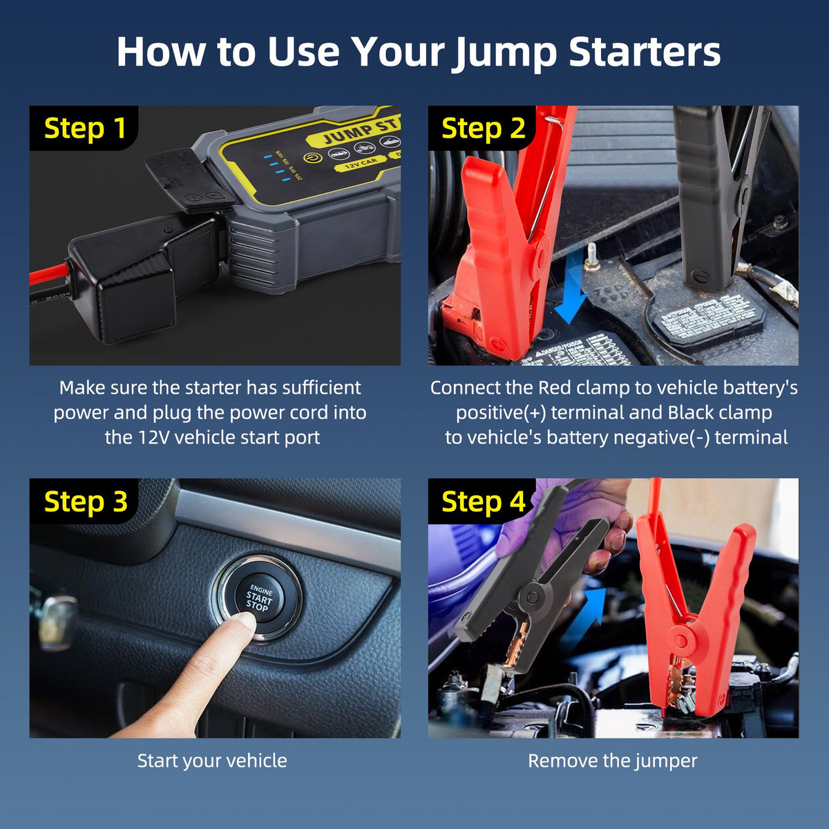 Panpaddle 4000A Car Jump Starter, 10000mAh Portable Power Bank for 12V Gas/Diesel Engines, with LED Light, Compass & Quick-Charge