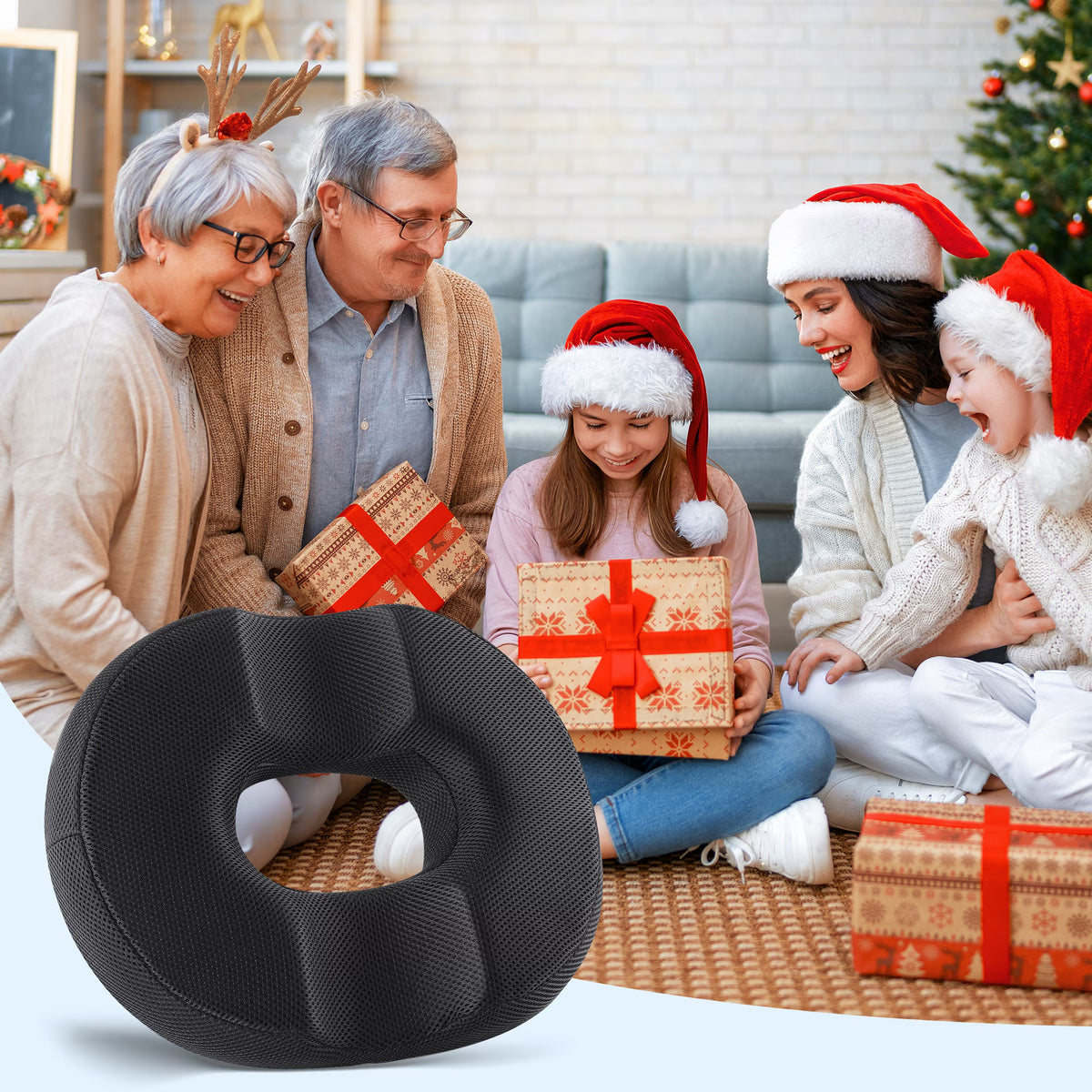 LAFAYTTE Donut Pillow, Memory Foam Seat Chair Cushion, Tailbone Pain and Hemorrhoids Relief, for Men and Women, Black