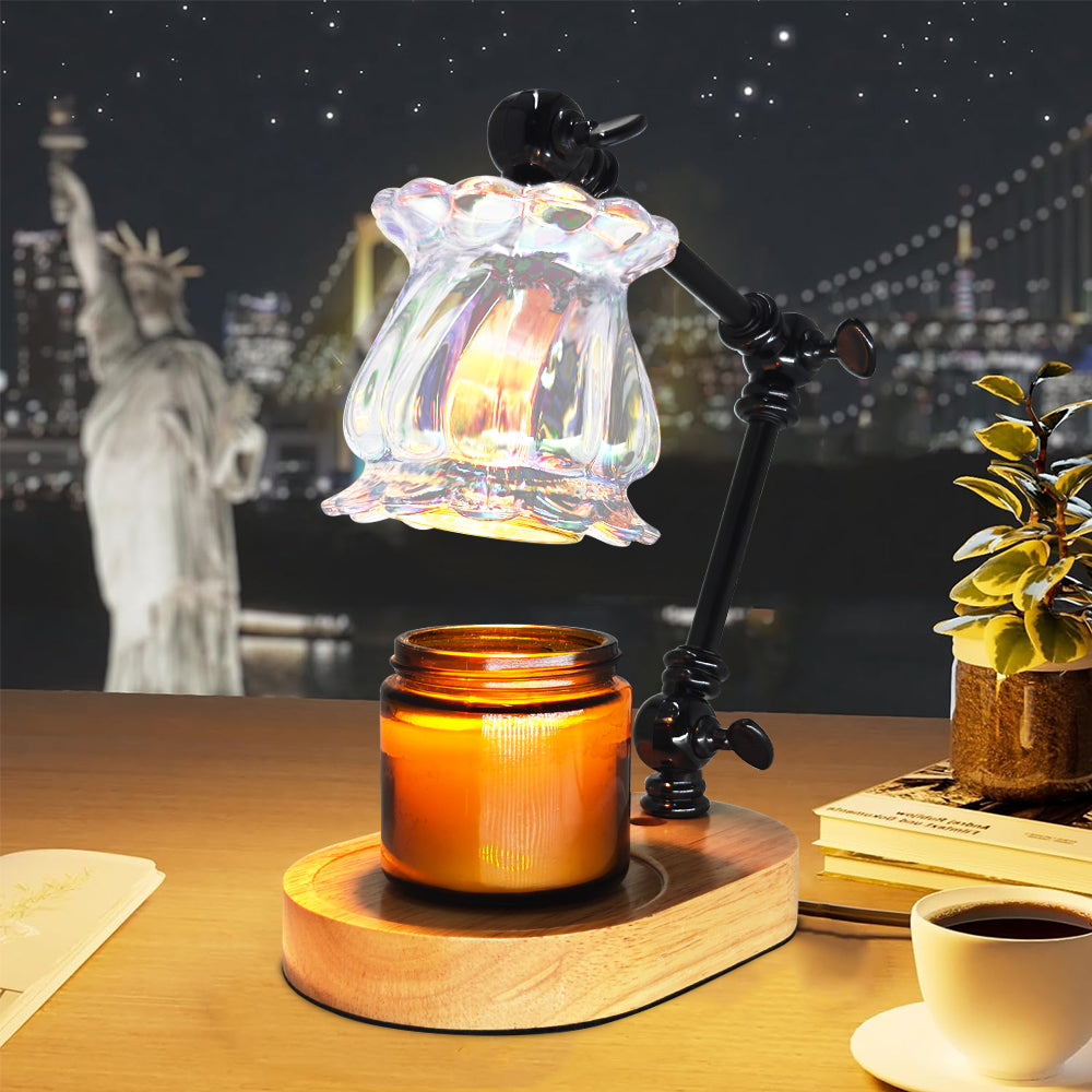 LOFTER-PRO Candle Warmer Lamp with Timer, Dimmable, Adjustable Height, Electric Top Down Melting for All Jar Candles, Home Decor Wax Melter Light, Includes 2 Halogen Bulbs, Flower