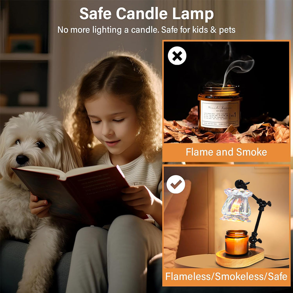 LOFTER-PRO Candle Warmer Lamp with Timer, Dimmable, Adjustable Height, Electric Top Down Melting for All Jar Candles, Home Decor Wax Melter Light, Includes 2 Halogen Bulbs, Flower