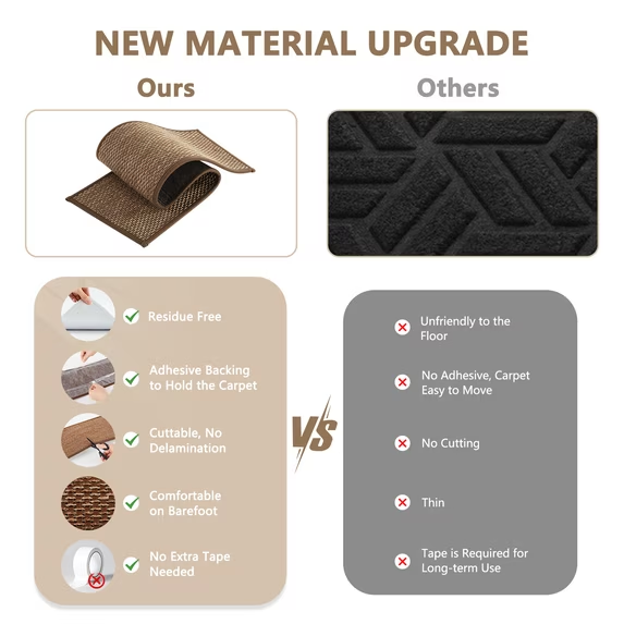 MOONORAH Stair Treads Non Slip Carpet Mat for Wooden Steps with Reusable Adhesive, Polyester TPR Backing Edging Stair Rugs 30'' X 8'' Indoor Stair Runners for Kids Elders & Dogs -15pc