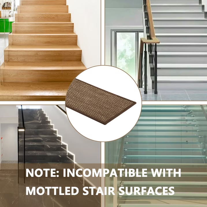 MOONORAH Stair Treads Non Slip Carpet Mat for Wooden Steps with Reusable Adhesive, Polyester TPR Backing Edging Stair Rugs 30'' X 8'' Indoor Stair Runners for Kids Elders & Dogs -15pc