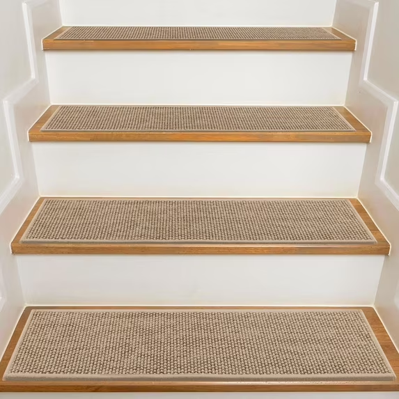 MOONORAH Non-Slip Washable Staircase and Floor Step Tread, Polyester Begie, 30'' X 8'',15 Count