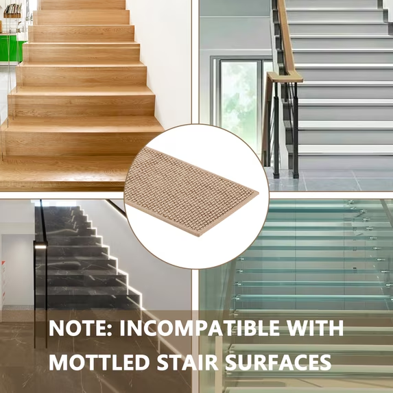 MOONORAH Non-Slip Washable Staircase and Floor Step Tread, Polyester Begie, 30'' X 8'',15 Count