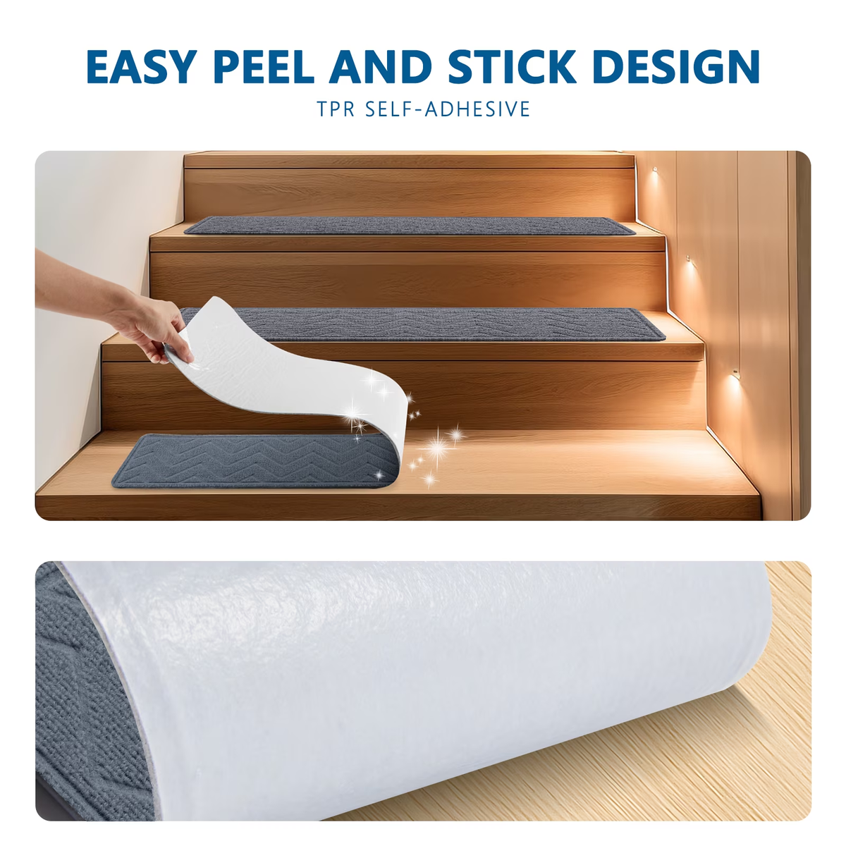 MOONORAH Stair Treads for Wooden Steps Indoor, Non Slip Reusable Staircase Step Soft Carpet Rugs, 15 Pack 30 X 8 Stair Runners for Kids Elders and Pets Dogs 4.4 out of 5 stars (4.4)  29 ratings