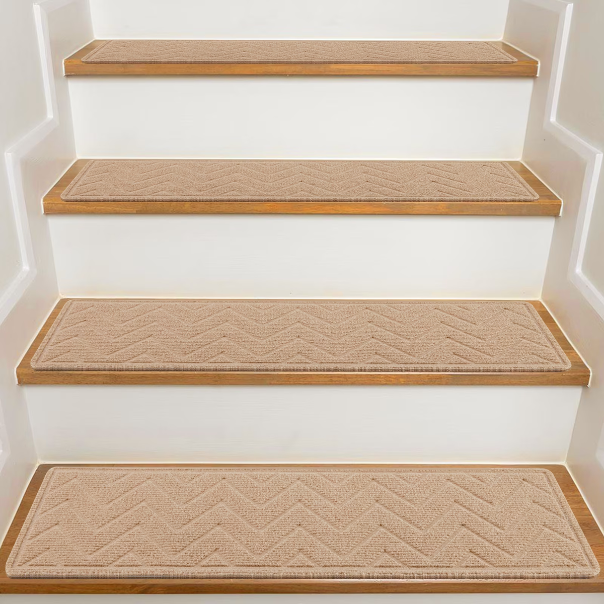 MOONORAH Stair Treads for Wooden Steps Indoor, Non Slip Reusable Staircase Step Soft Carpet Rugs, 15 Pack 30 X 8 Stair Runners for Kids Elders and Pets Dogs