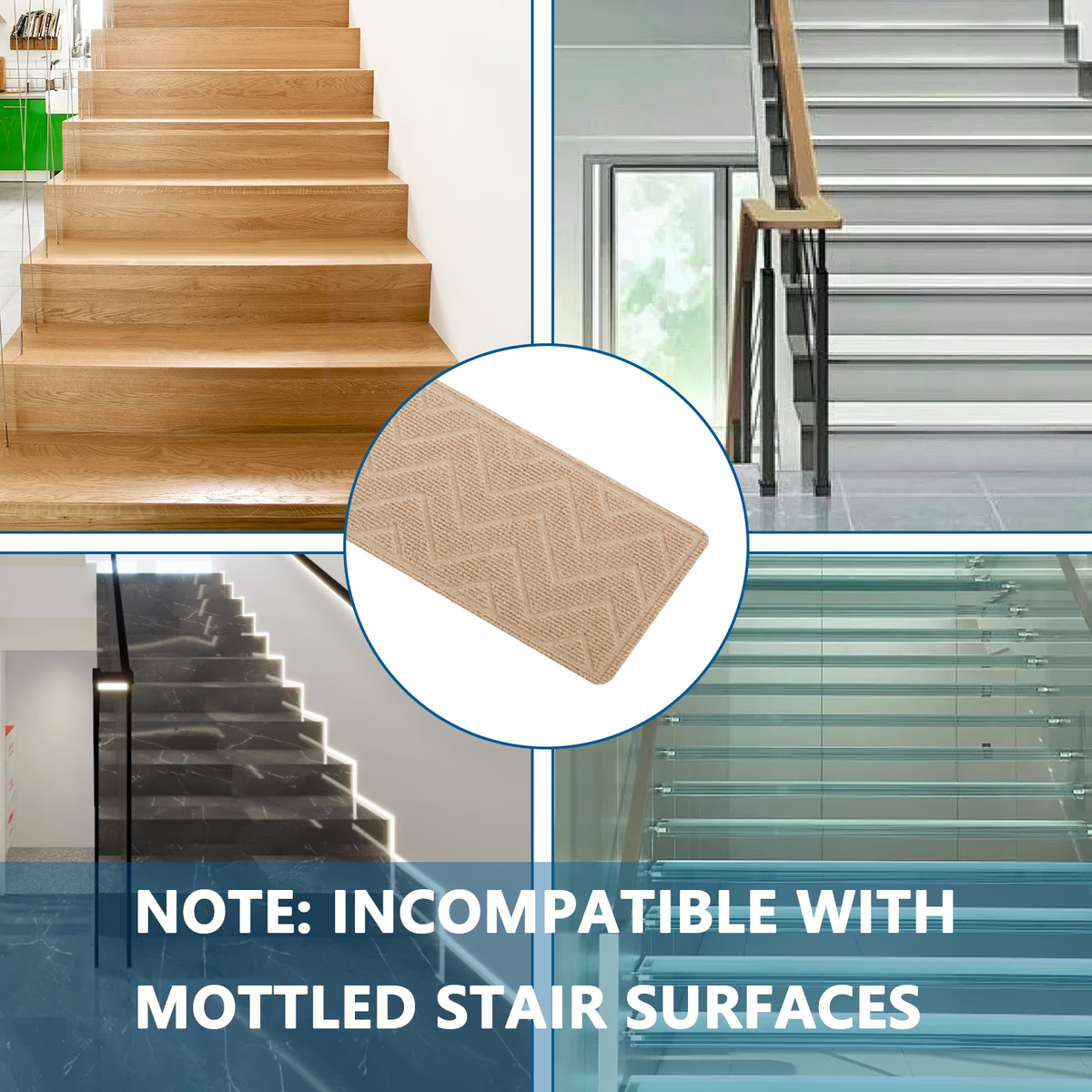 MOONORAH Stair Treads for Wooden Steps Indoor, Non Slip Reusable Staircase Step Soft Carpet Rugs, 15 Pack 30 X 8 Stair Runners for Kids Elders and Pets Dogs