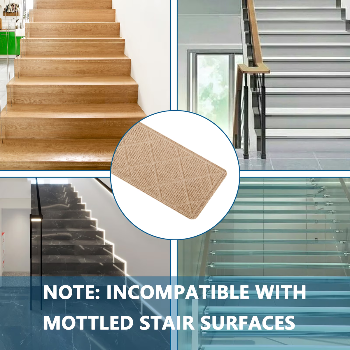 MOONORAH Stair Treads for Wooden Steps Indoor, Non Slip Reusable Staircase Step Soft Carpet Rugs, 15 Pack 30 X 8 Stair Runners for Kids Elders and Pets Dogs