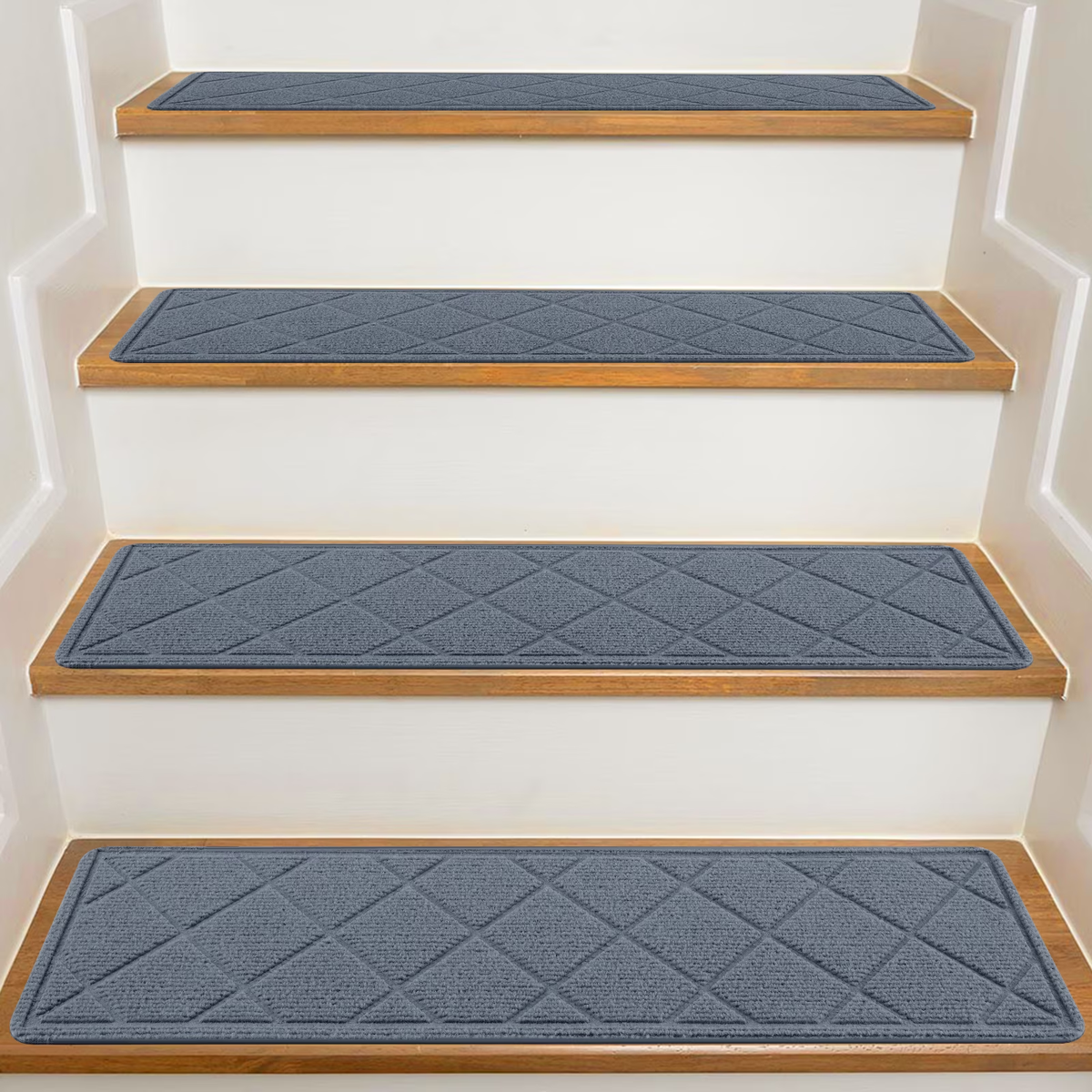 MOONORAH Stair Treads for Wooden Steps Indoor, Non Slip Reusable Staircase Step Soft Carpet Rugs, 15 Pack 30 X 8 Stair Runners for Kids Elders and Pets Dogs