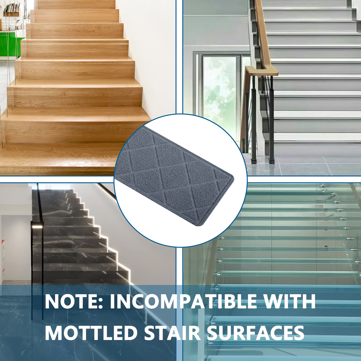 MOONORAH Stair Treads for Wooden Steps Indoor, Non Slip Reusable Staircase Step Soft Carpet Rugs, 15 Pack 30 X 8 Stair Runners for Kids Elders and Pets Dogs