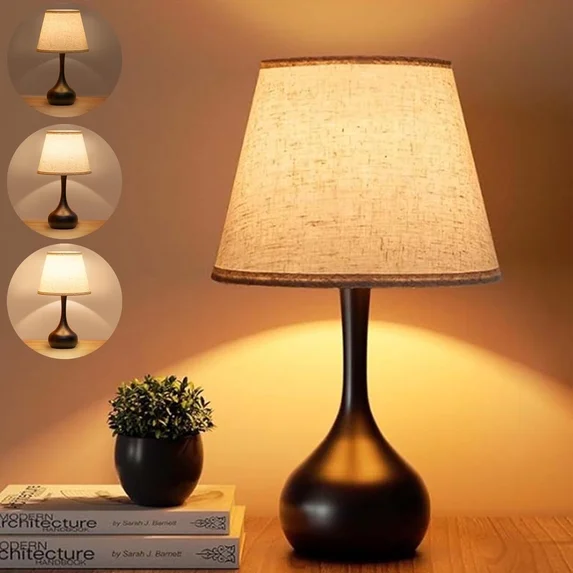 LOFTER-PRO Touch Table Lamp Bedside Style - 3-Way Dimmable Touch LED Bulb Included