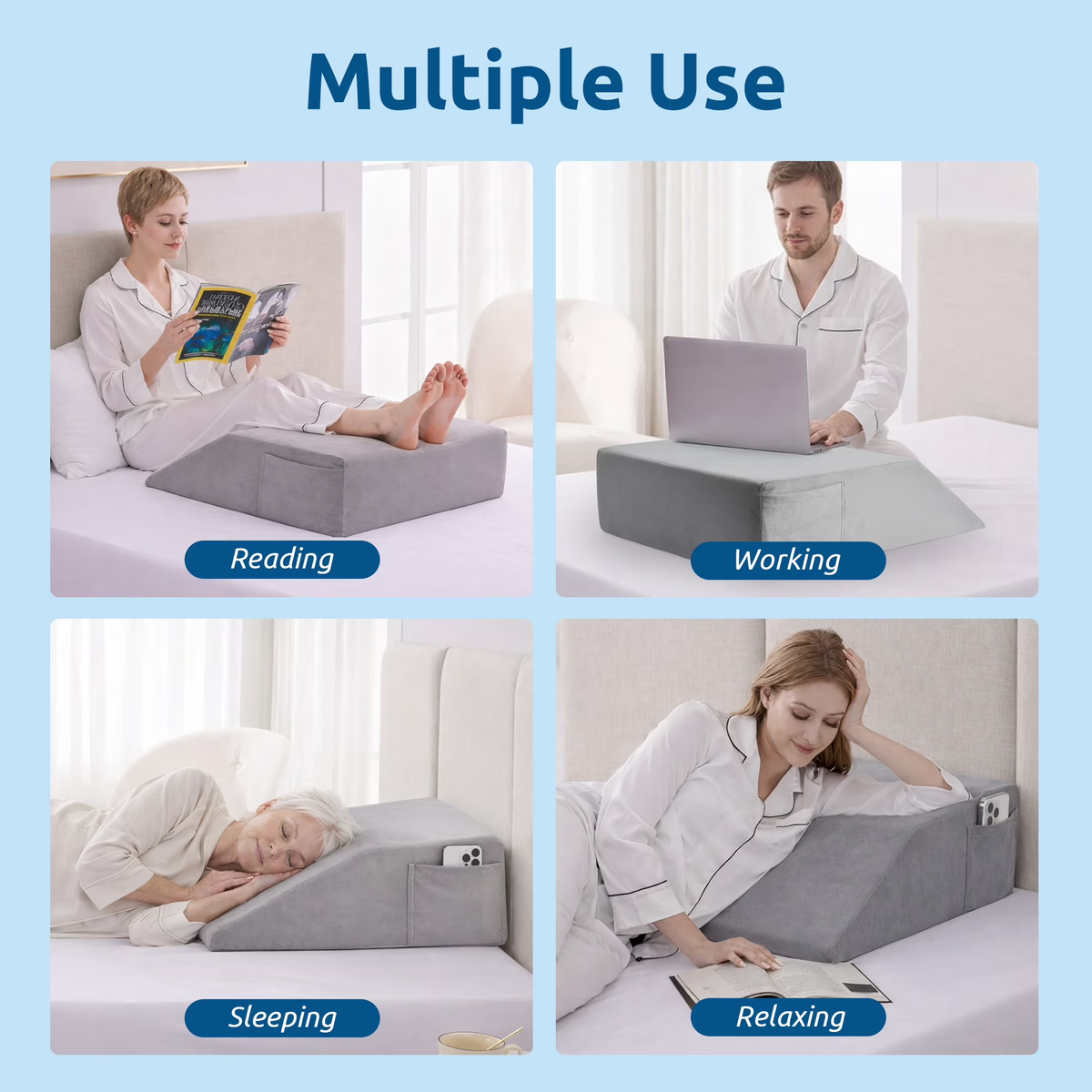 WANALIT Wedge Pillow - Post Surgery Leg Elevation Support - Gray