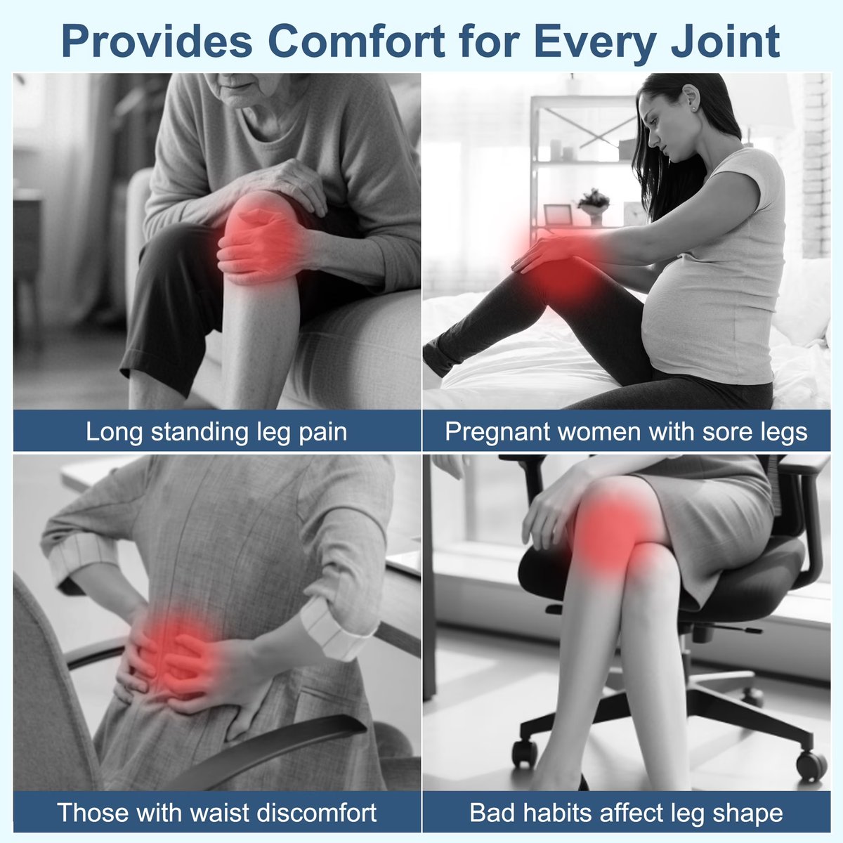 MOONORAH Knee Pillow for Side Sleepers – Memory Foam Leg Pillow for Sciatica, Back & Knee Pain Relief, Ergonomic Contour Cushion with Removable Cover and Elastic Strap, Grey