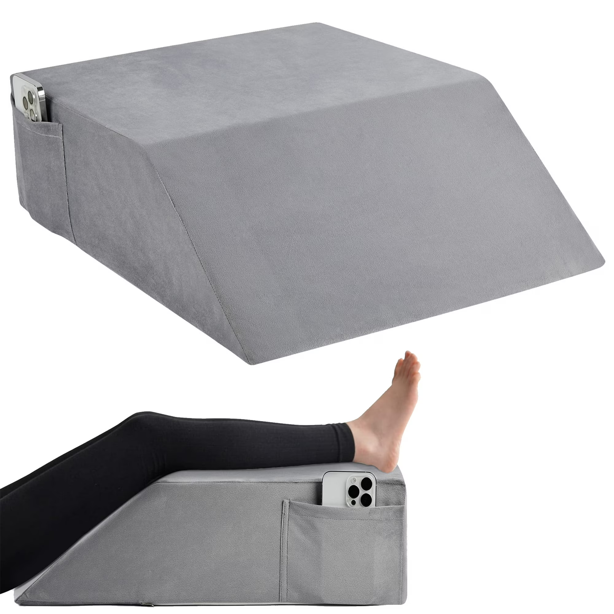 MOONORAH Wedge Pillow for After Surgery - Leg and Back Pain Relief - Gray