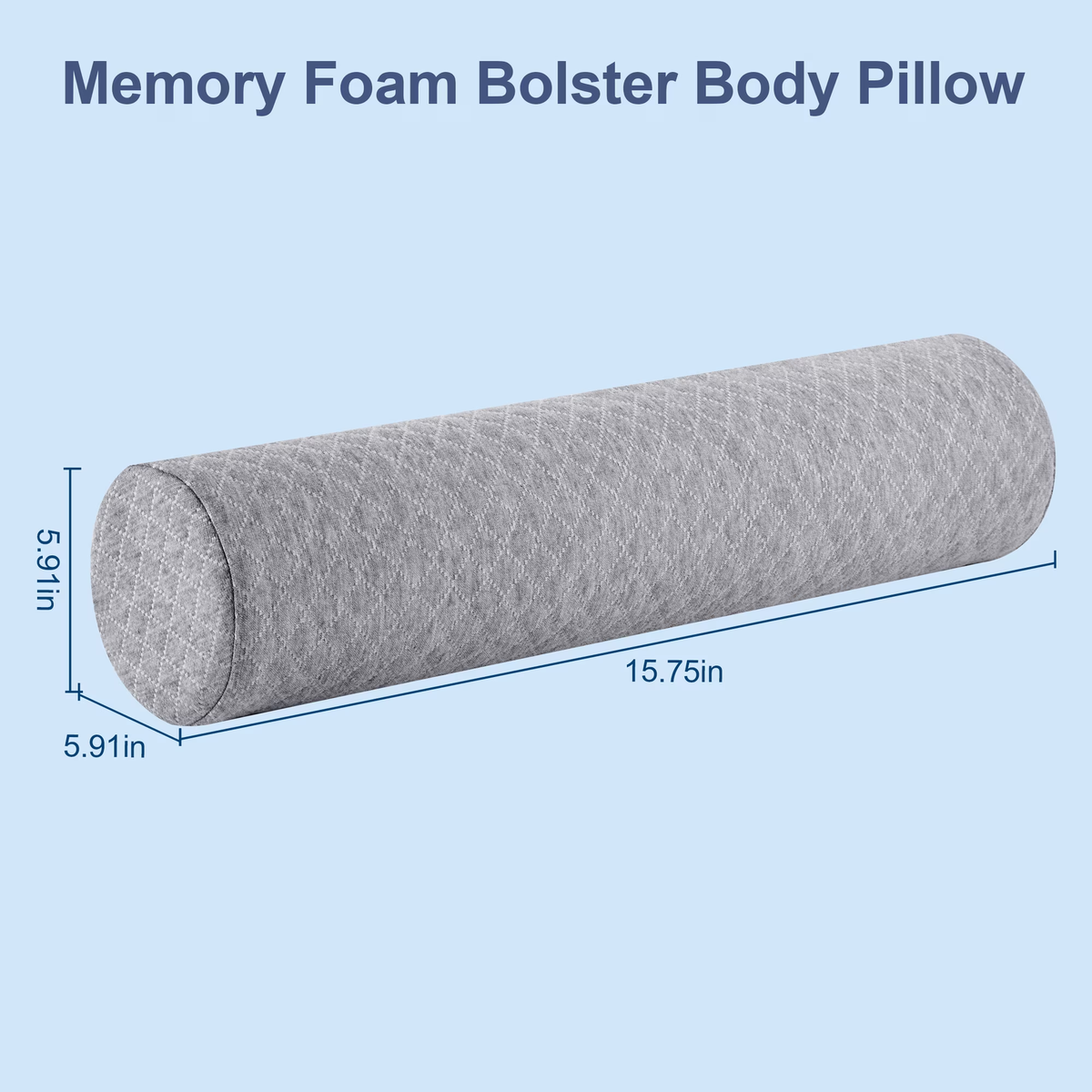 MOONORAH Cervical Neck Roll Memory Foam Pillow,Round Neck Support for Sleeping,Bolster Pillow for Bed, Legs, Back and Yoga,Gray