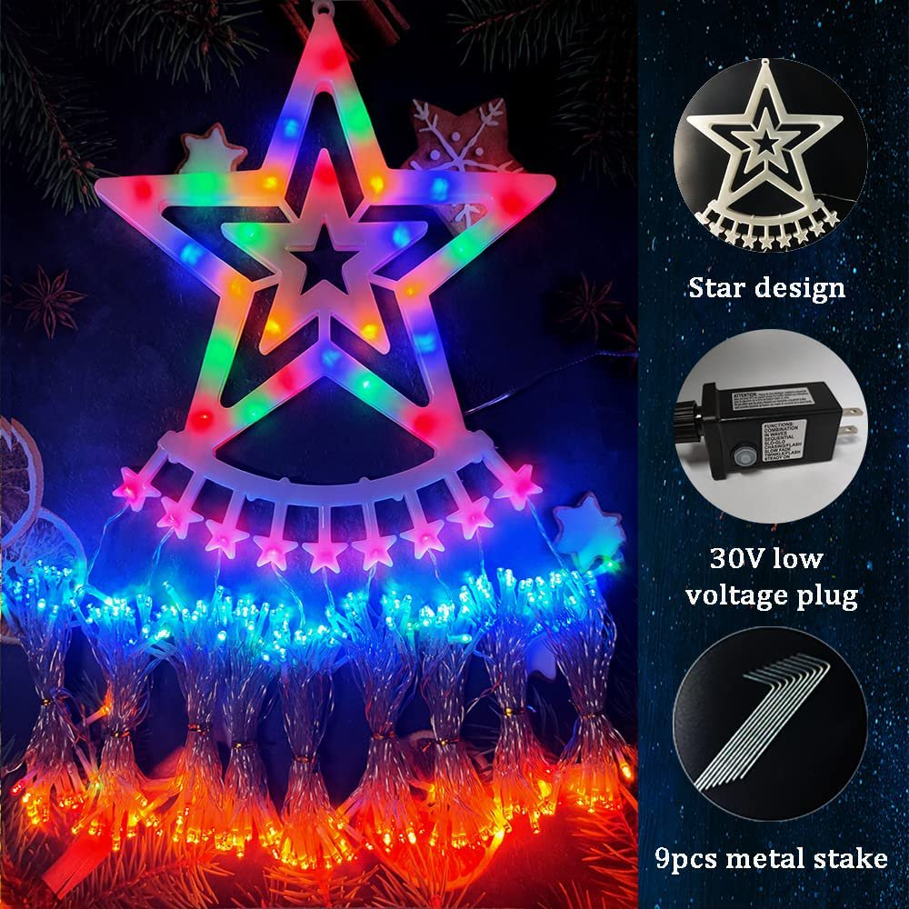 LOFTER-PRO 350 LED Waterfall String Lights 8 Modes - IP44 Waterproof - Multicolor