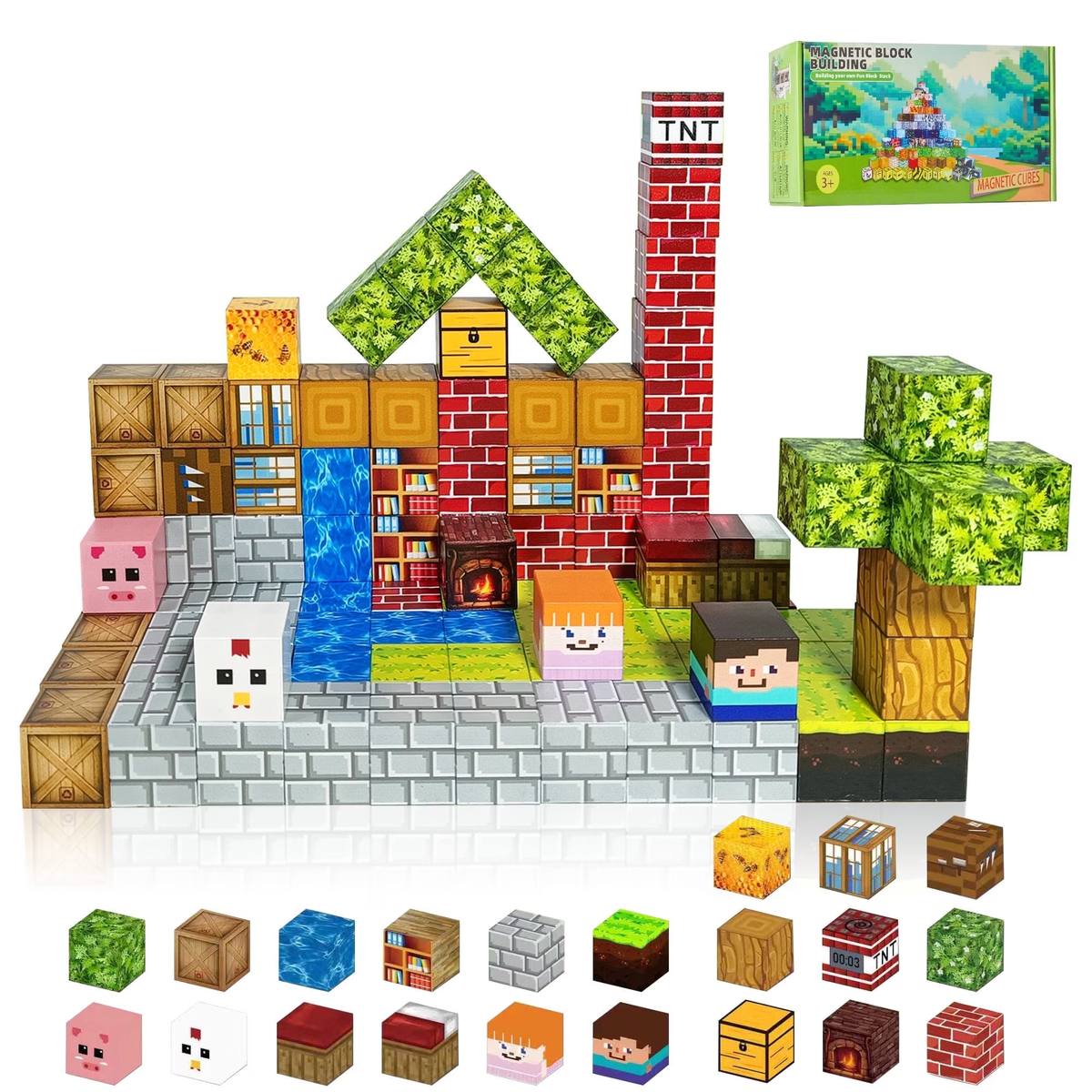 Kaipara Magnetic Building Blocks - STEM Sensory Stacking Toy - 100 Pieces