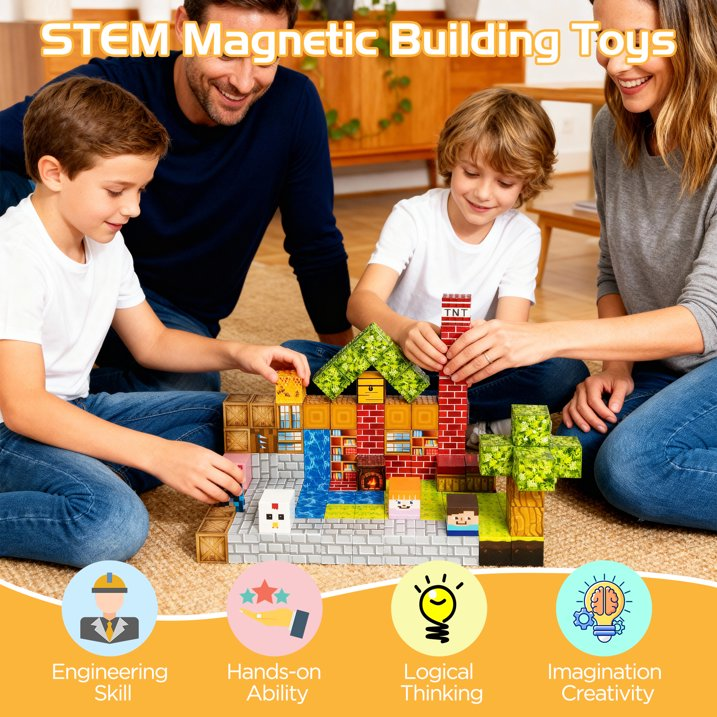 Kaipara Magnetic Building Blocks - STEM Sensory Stacking Toy - 100 Pieces