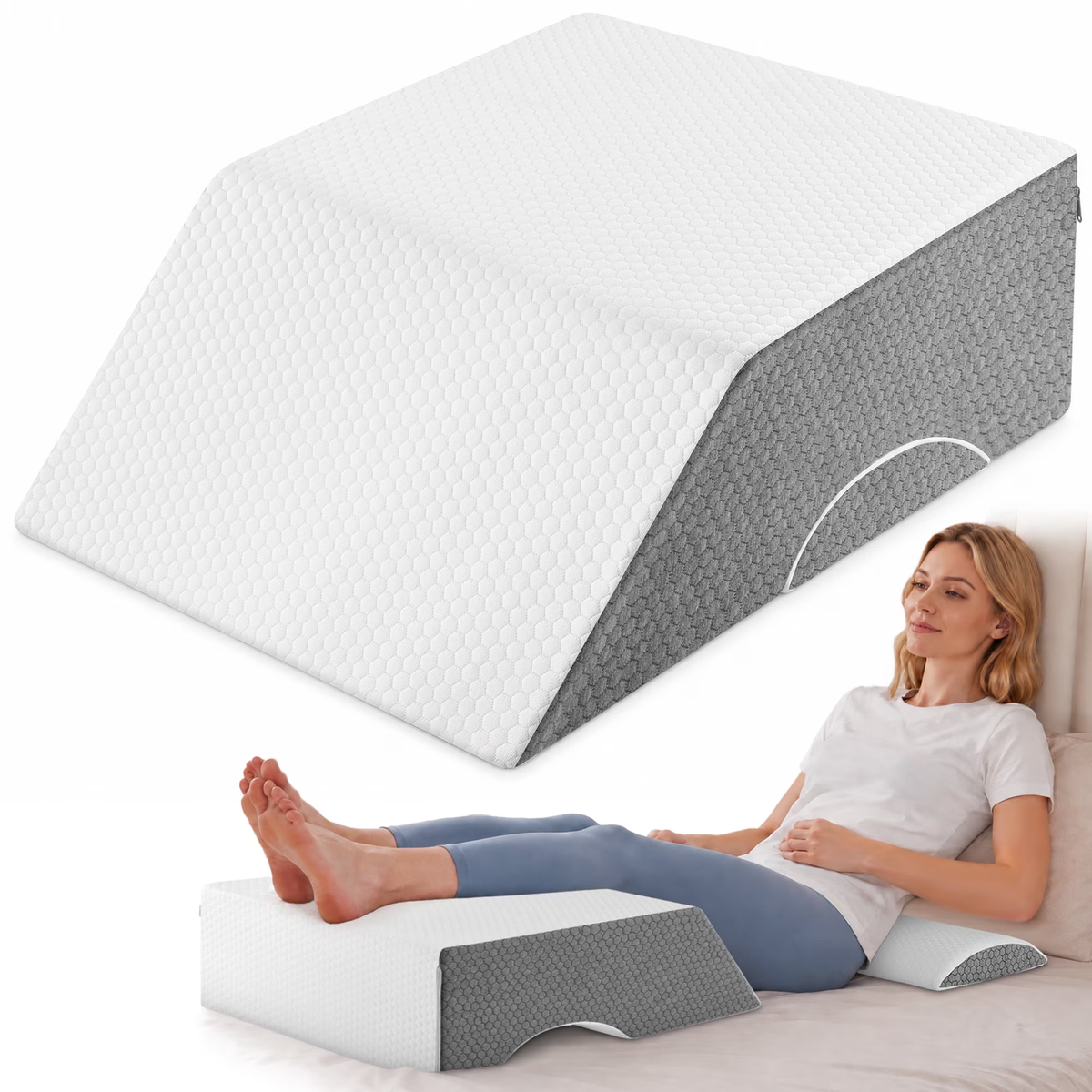 KAIPARA Memory Foam Leg Elevation Pillow - for Swelling and After Surgery - 2 Pack, Gray