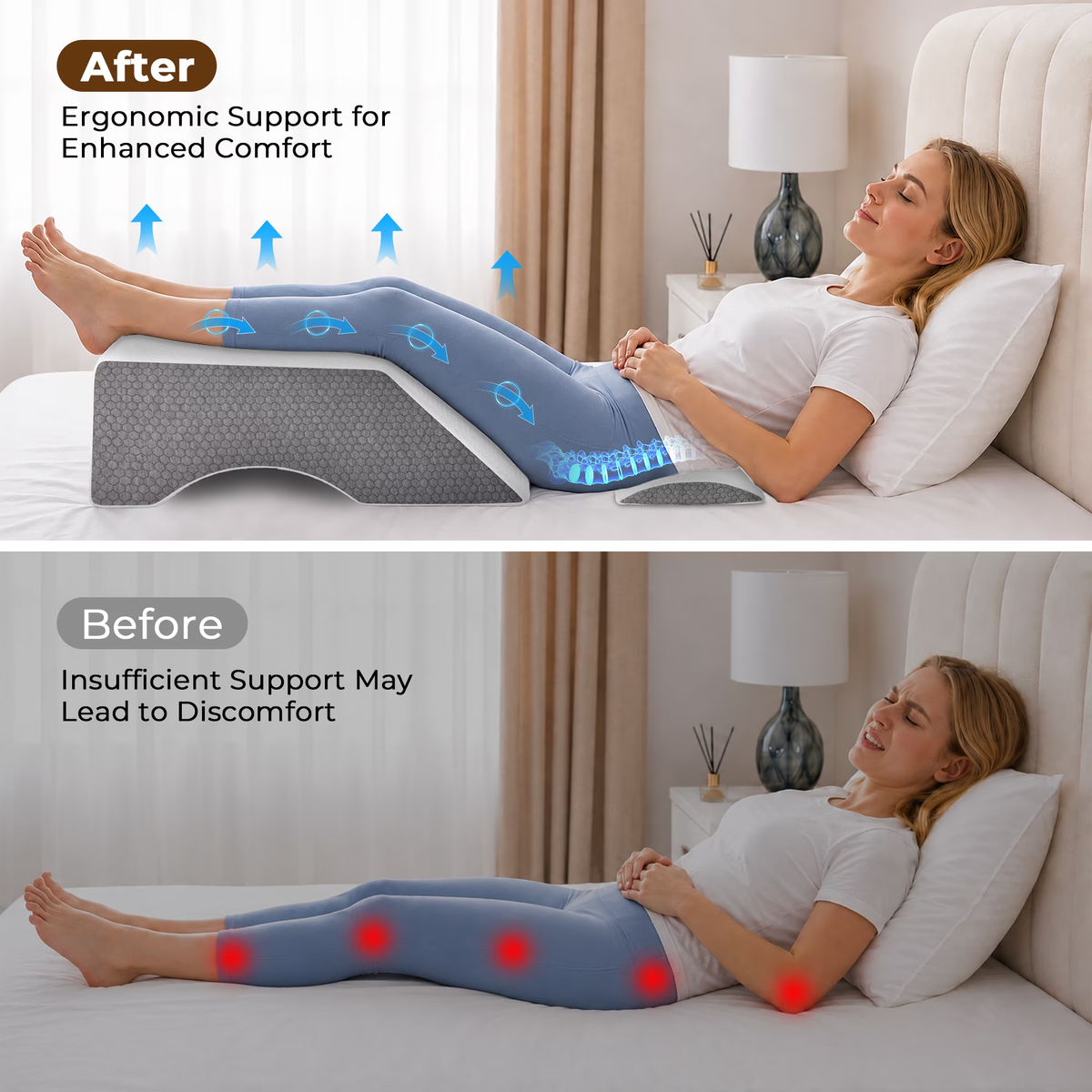 KAIPARA Memory Foam Leg Elevation Pillow - for Swelling and After Surgery - 2 Pack, Gray