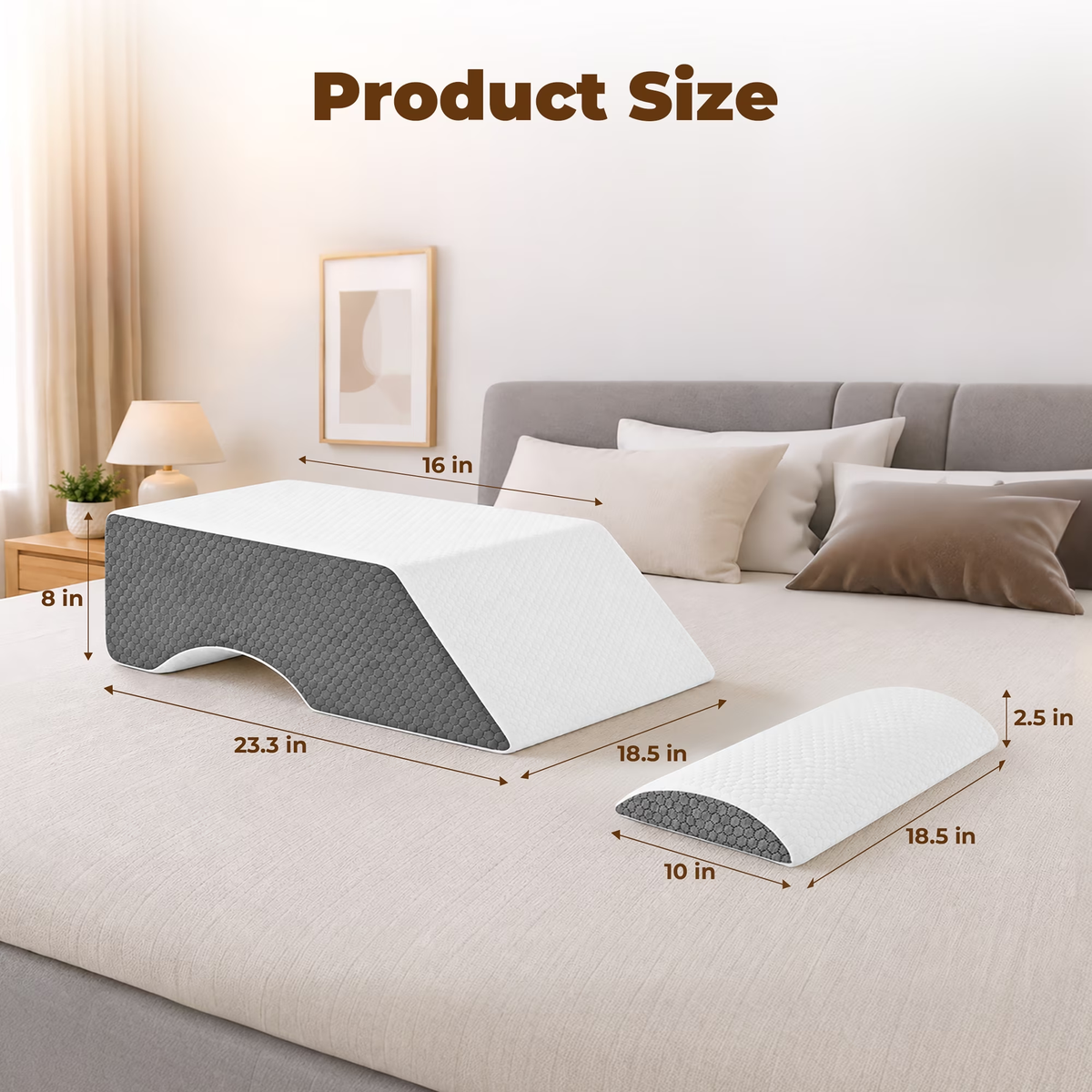 KAIPARA Memory Foam Leg Elevation Pillow - for Swelling and After Surgery - 2 Pack, Gray
