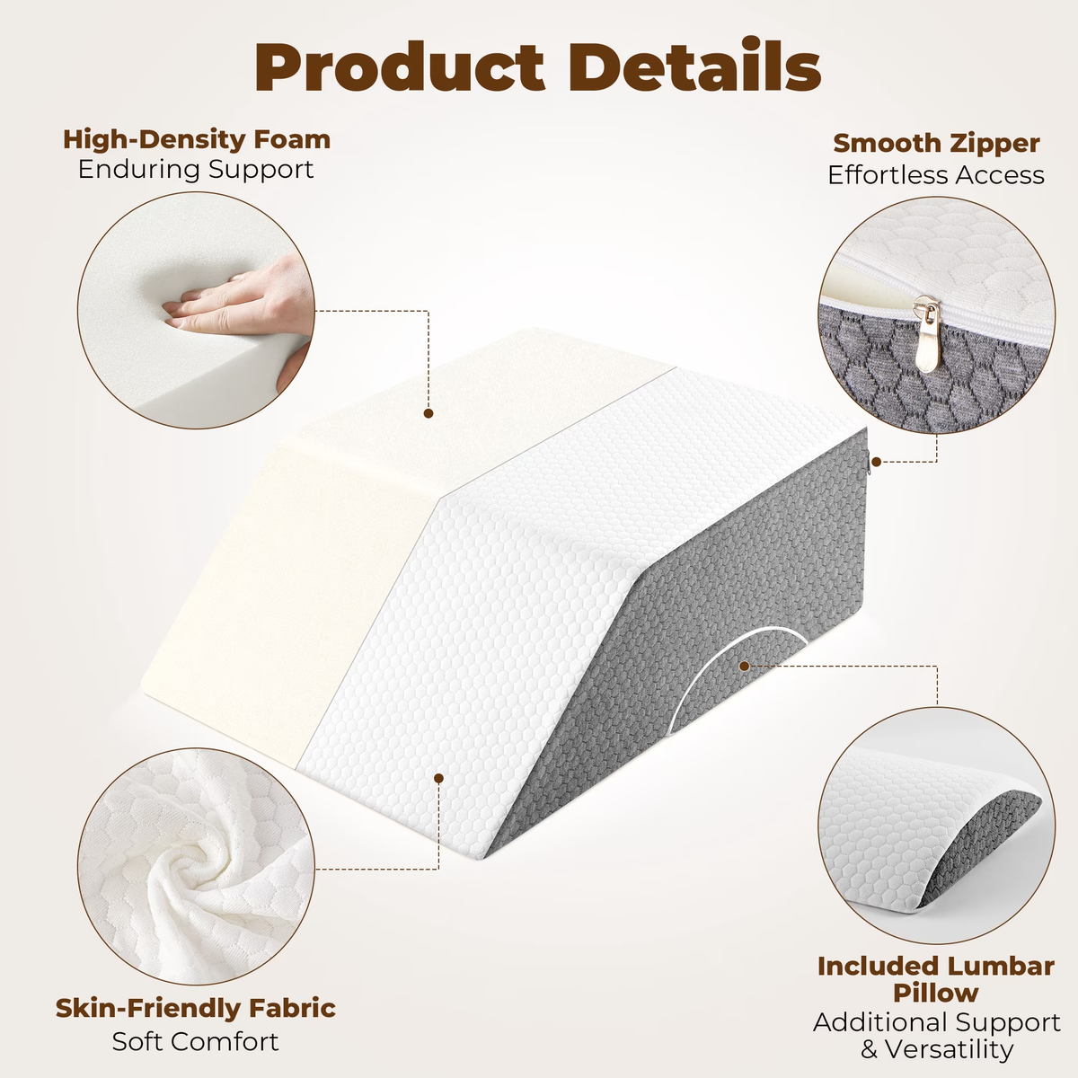 KAIPARA Memory Foam Leg Elevation Pillow - for Swelling and After Surgery - 2 Pack, Gray