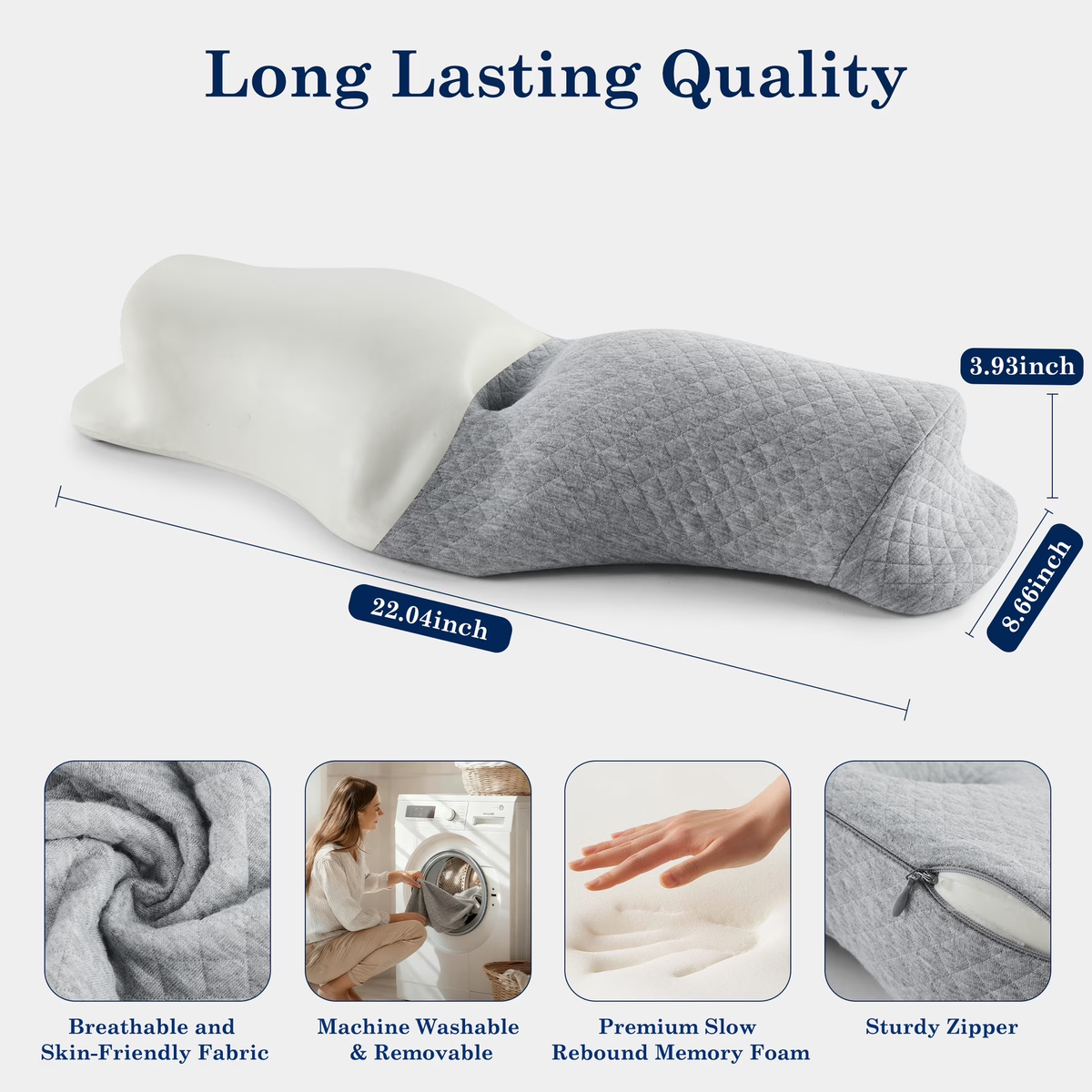 MOONORAH Cervical Neck Pillow - Memory Foam Support for Pain Relief - Gray