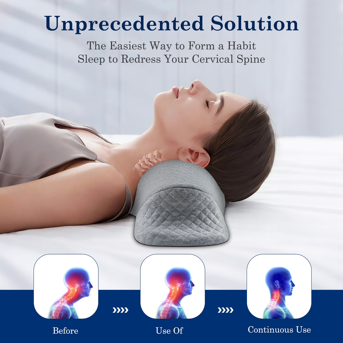 MOONORAH Cervical Neck Pillow - Memory Foam Support for Pain Relief - Gray